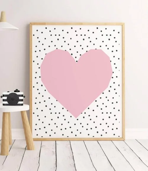 Pink Heart Wall Art Print by Sweet Pea