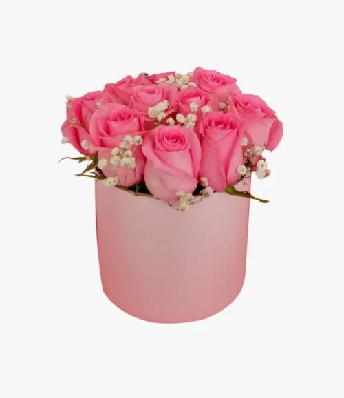 Sweet Pink Roses in a Box