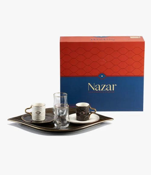 Turkish Coffee Set - Nazar - Black & White