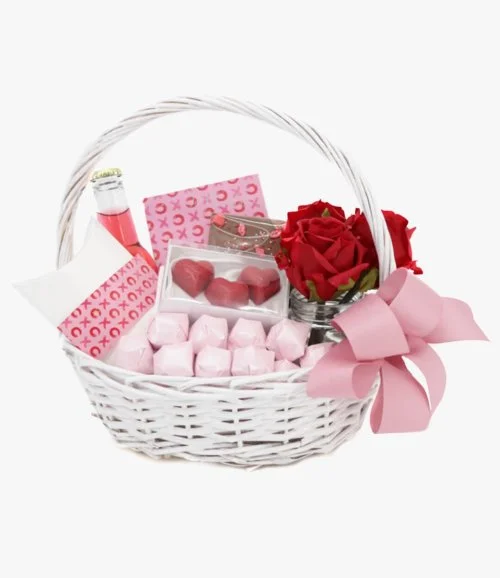 Valentines Small Luxury Chocolate Basket by Le Chocolatier Dubai