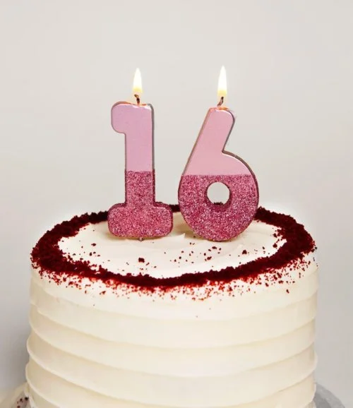شمعة روز جولد جليتر لعيد ميلاد برقم '6' من توكينج تيبلز