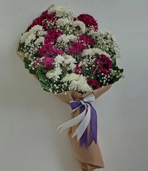 White and Purple Chrysanthemums Front Design