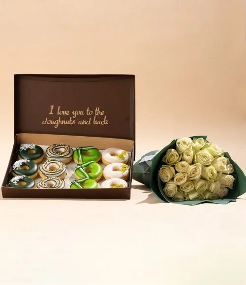 White Rose Hand Bouquet & National Day Donuts by Bakery & Company