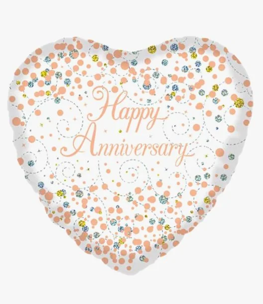 18 Inch Rose Gold Holographic Anniversary Balloon