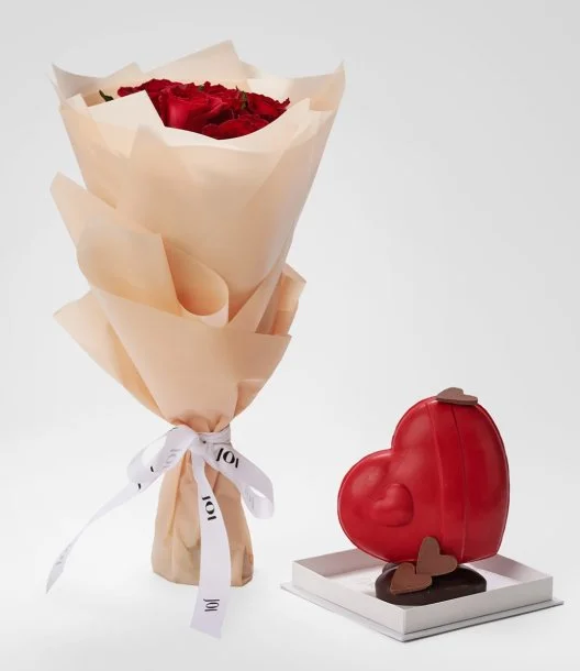 3D Heart Chocolate & Roses Gift Bundle by NJD