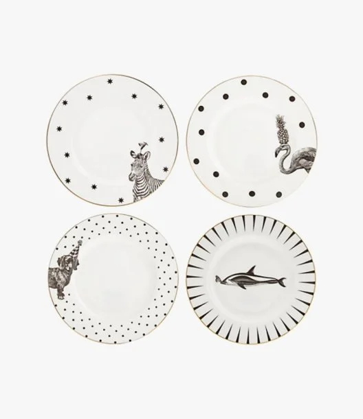 4 Mixed Animals Side Plates by Yvonne Ellen