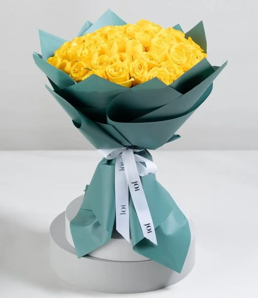 50 Yellow Roses Hand Bouquet