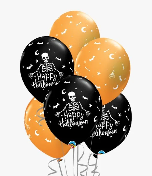6 Happy Halloween Skeleton Balloon Bouquet