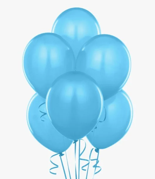 6 Pale Blue Helium Latex Balloons