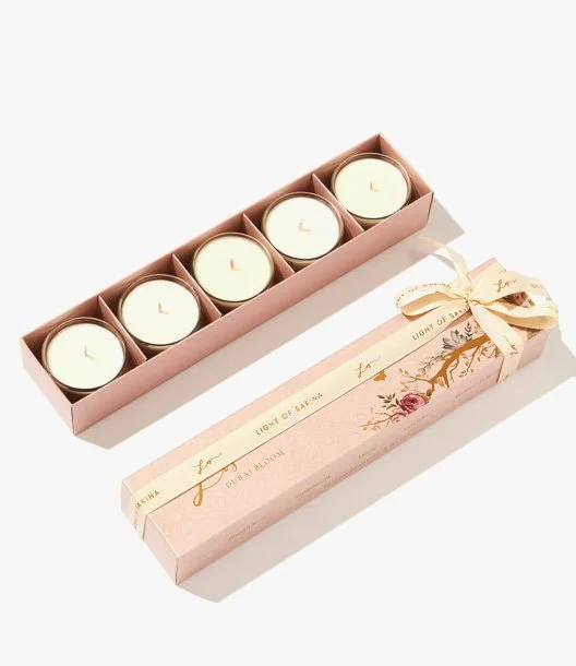 Dubai Bloom Gift Set with Five Miniature Candles By Light of Sakina