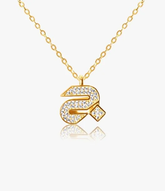 Arabic Letter "J" Gold Necklace by Fluorite