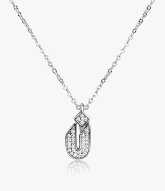 Arabic Letter "N" Silver Necklace by Fluorite