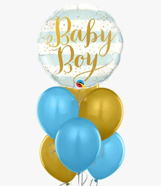 Baby Boy Pale Blue & Gold Balloon bundle