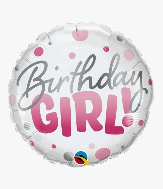 Birthday Girl Pink Dots Foil Balloon