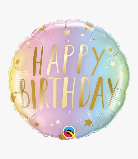Birthday Pastel Ombre & Stars Foil Balloon