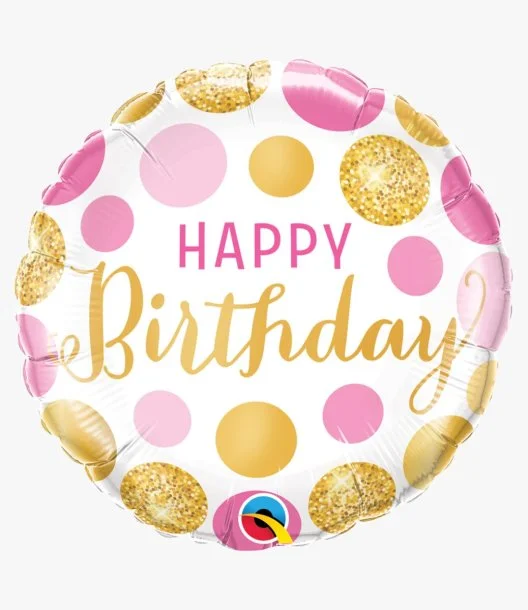 Birthday Pink & Gold Dots Balloon