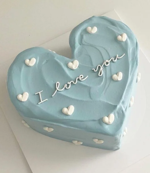 Blue Heart Shaped Cake by Cake Flake