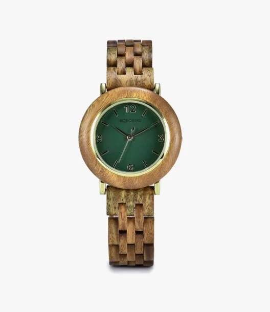 ساعة بوبو بيرد الخشبية -اخضر