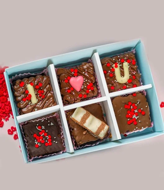 Box of 6 'I Love You' Brownies by Oh Fudge