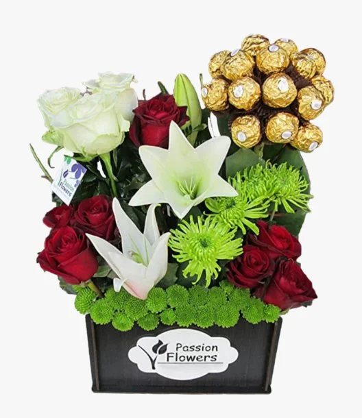 Flowers Box with Ferrero Rocher Ball