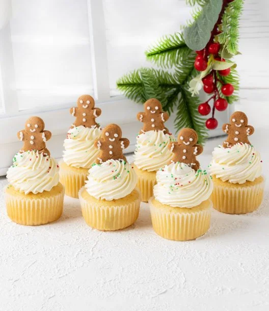 Christmas Gingerbread Man Set of 12 Cupcakes by Cake Social