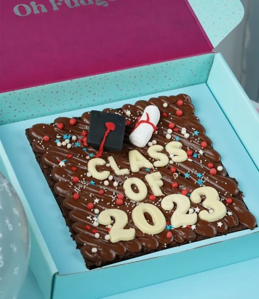 Class of 2023 Graduation Brownie Slab with Toppers by Oh Fudge