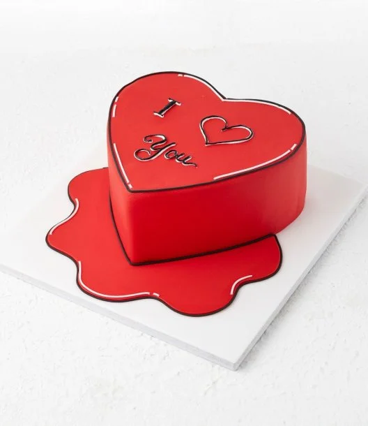 Comic Red Heart Valentine's Cake by Cake Social