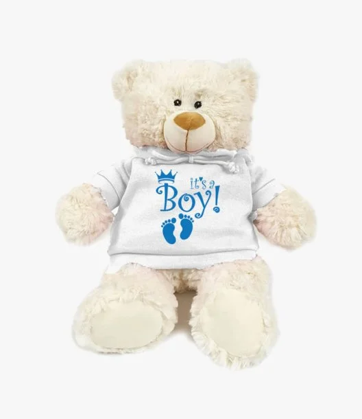 Cream Bear in Blue Hoodie "It's a Boy" by Fay Lawson