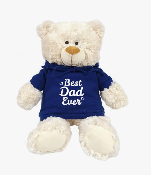 Cream Bear "Best Dad Ever" Blue Hoodie 38cm by Fay Lawson