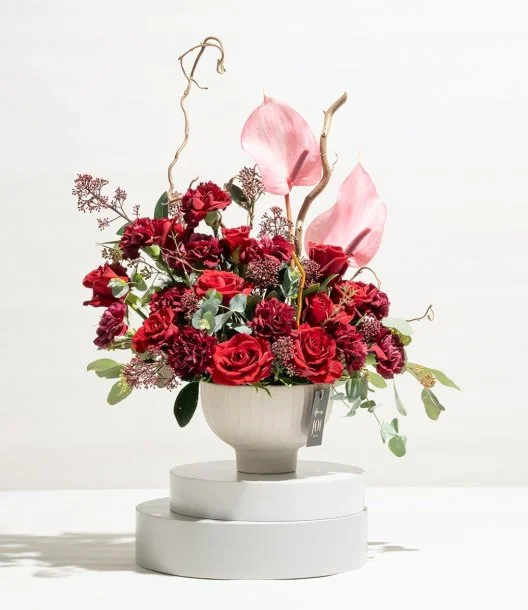 Crimson Elegance Flowers Arrangement