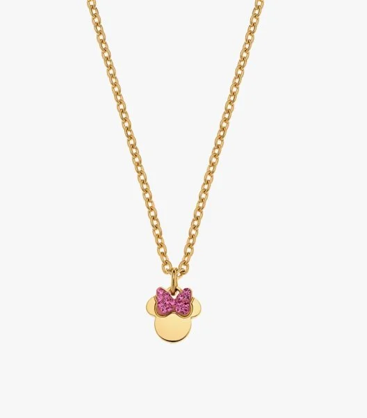 Disney Minnie Mouse with Pink Crystals Bow Necklace
