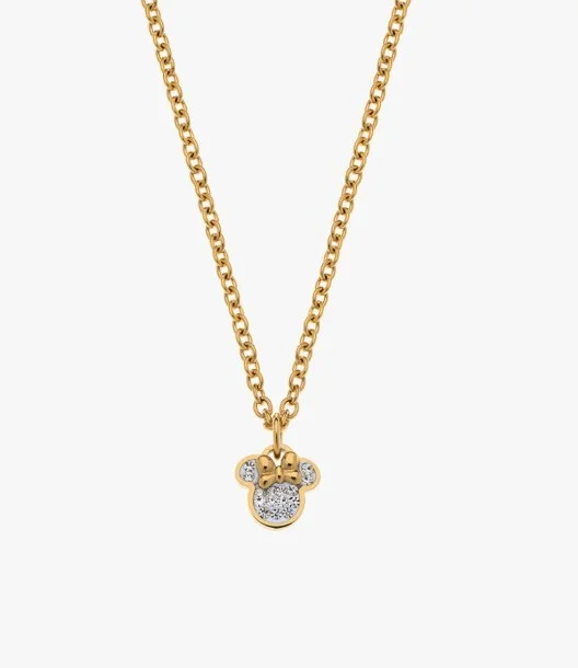 Disney Minnie Mouse with White Crystals Necklace