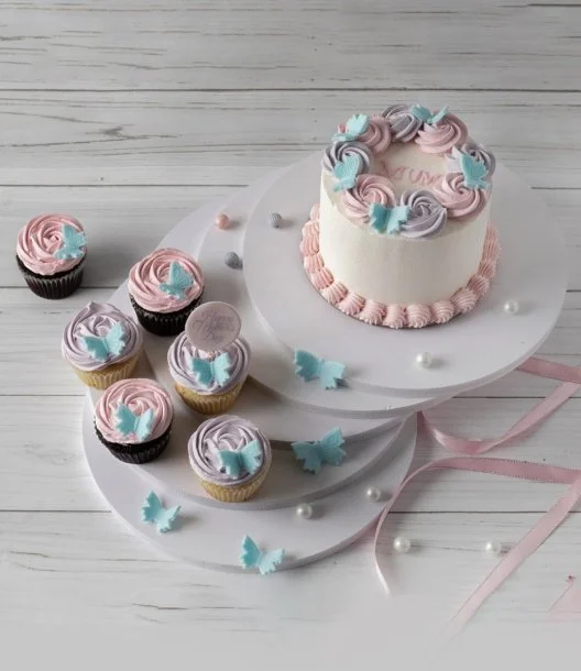 Floral Butterfly Mother's Day Dessert Box Mini Cake + 8 Cupcakes by Cake Social