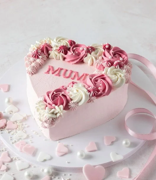 Floral Heart Shaped Mother's Day Cake 1kg by Cake Social