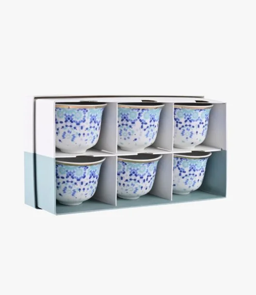 Gift Box Of 6 Mirrors Arabic Coffee Cups - Emerald