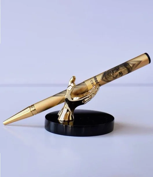 Golden Signature Pen with Hand Stand