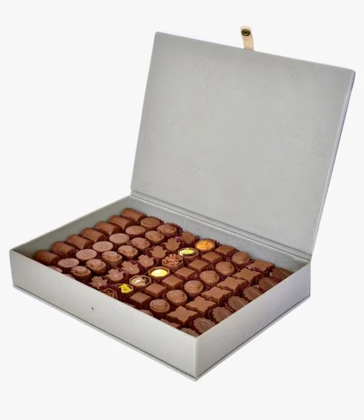 Grey Leather Mixed Chocolate Box By Victorian (1kg)