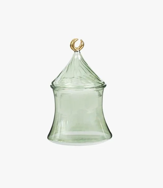 Handblown Glass Crescent Jar - Green (S) by Silsal