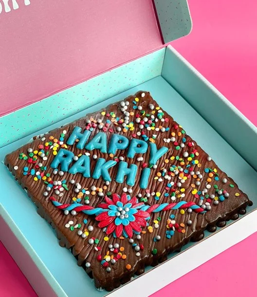 Happy Rakhi Brownie Slab by Oh Fudge