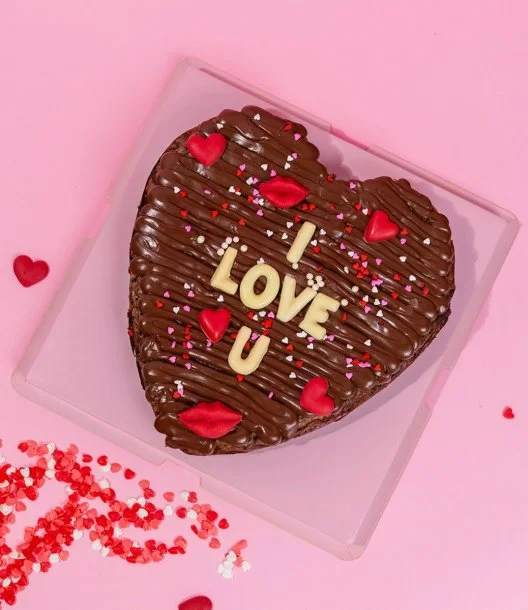 I Love You Heart-Shaped Brownie Slab by Oh Fudge
