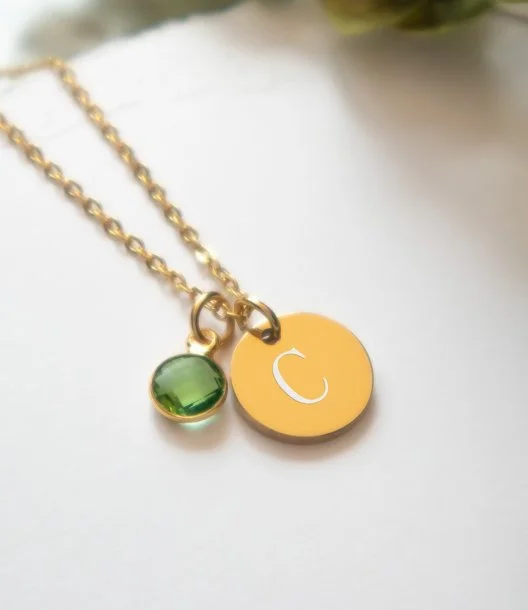 Initial & Birthstone Personalized Necklace