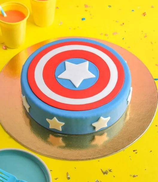 Captain America Blue and Red Cake