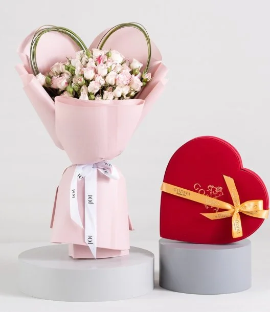 L.O.V.E Rose Bouquet & Large Red Heart Collection by Godiva Bundle