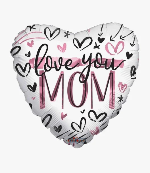 بالون "أحبك أمي" مع قلوب