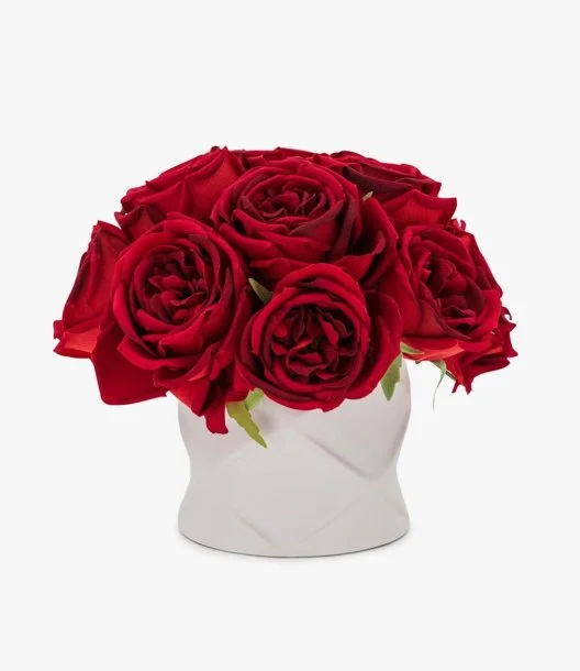 Lush Red Roses Faux Floral Arrangement by Silsal