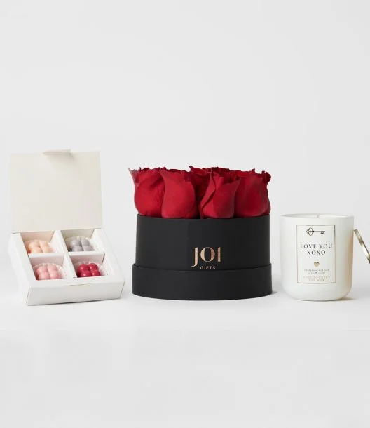 Luxury Mini Ombre Chocolates, Flowers & Candle Gift Bundle