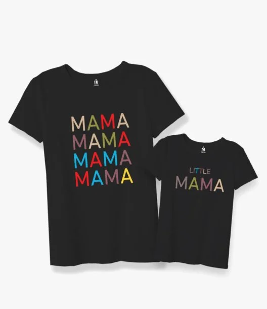 Mama  Mother and Daughter Black T-Shirts