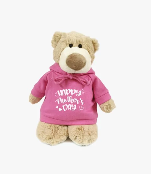 Mascot  Bear with trendy pink hoodie Happy Mother's Day Size 28cm