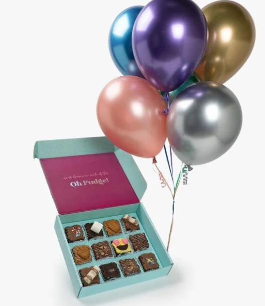 Mix Collection Brownies & Chrome Balloons Gift Bundle by Oh Fudge