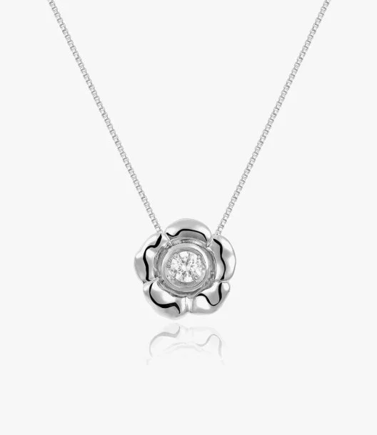 Gold-Plated Dancing Flower Necklace - White Gold